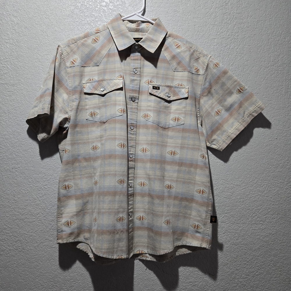 Howler Brothers Beige Plaid Button Down Shirt
